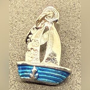 Silver and Blue Sailboat Bracelet Charm